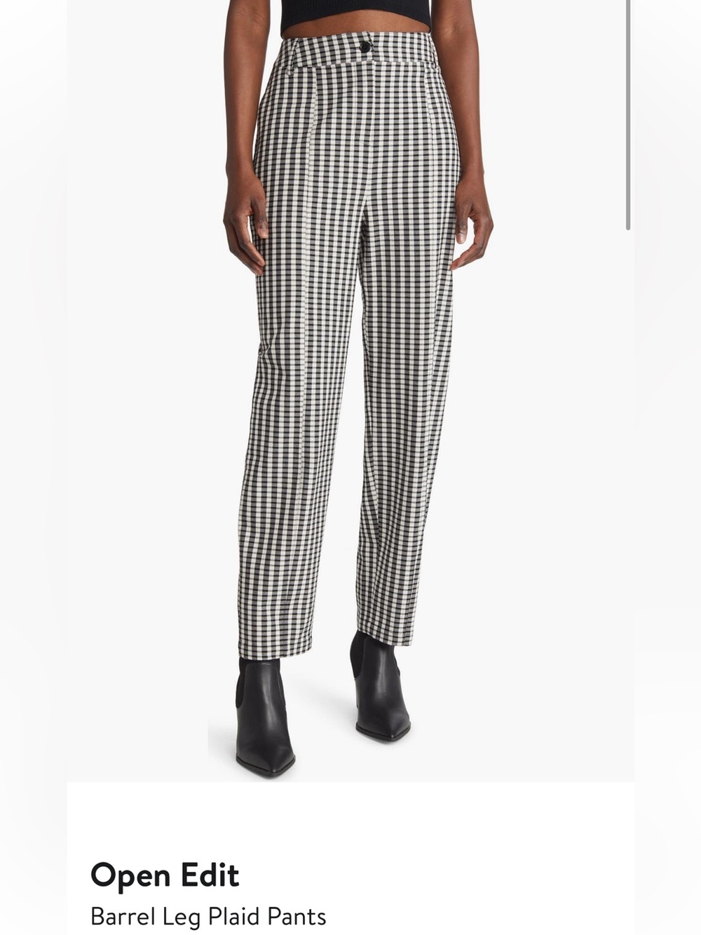 Gingham Straight-Leg Women's Pants in Black & White
